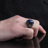 Tesbihevim | Men's Silver Ring with Lapis Stone - TryAladdin