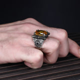 Tesbihevim | Men's Silver Ring with Citrine Stone - TryAladdin