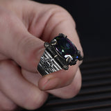 Tesbihevim | Men's Silver Ring with Mystic Topaz Stone - TryAladdin