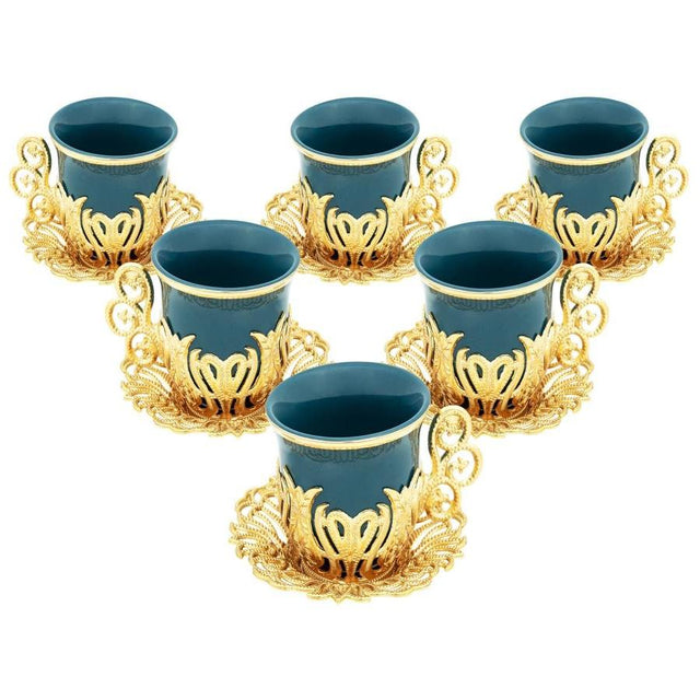 Acar | Turkish Coffee Set of Six - Tulip - Topkapi - White - TryAladdin