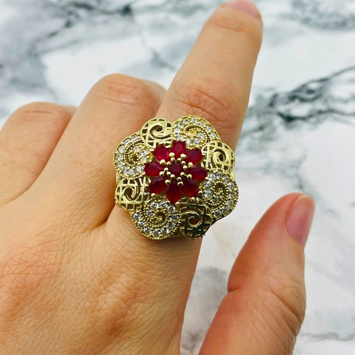 Istanbul Jewelry | Ruby Turkish Design Vintage Handmade Silver Ring - TryAladdin