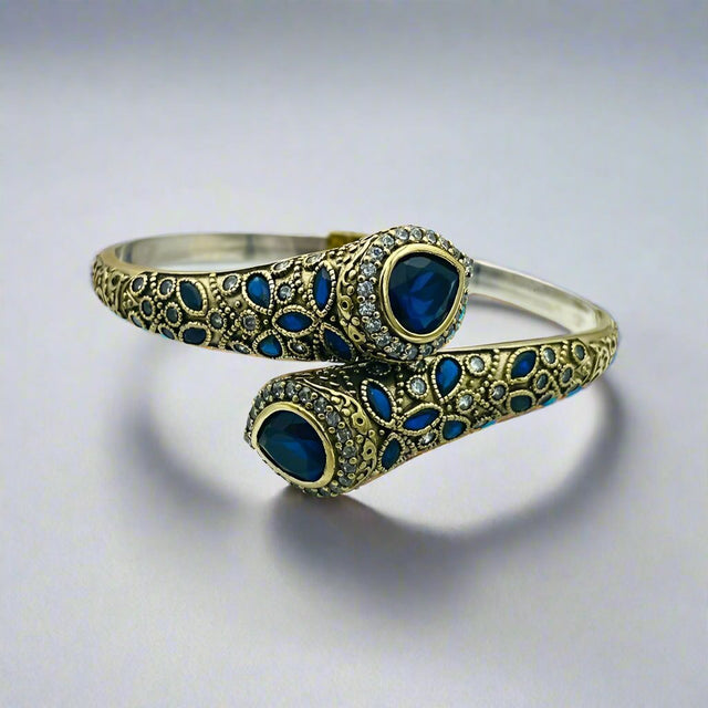 Istanbul Jewelry | Handmade Sapphire Drop Ottoman Silver Bracelet - TryAladdin