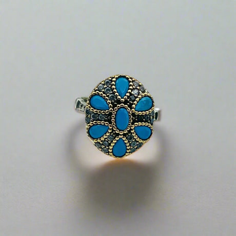 Istanbul Jewelry | Turquoise Ottoman Style Handmade Silver Ring - TryAladdin