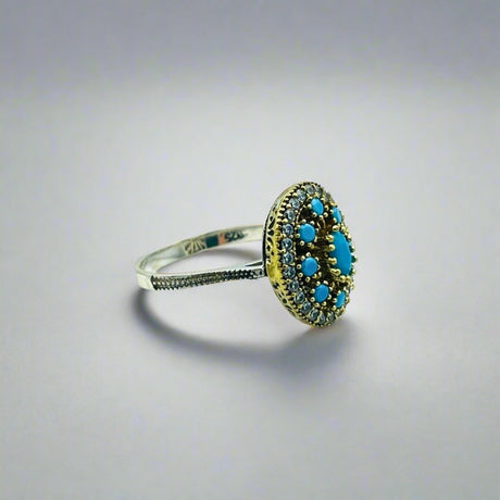 Istanbul Jewelry | Turquoise Ottoman Style Handmade Silver Ring - TryAladdin