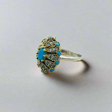 Istanbul Jewelry | Turquoise Ottoman Style Handmade Silver Ring - TryAladdin