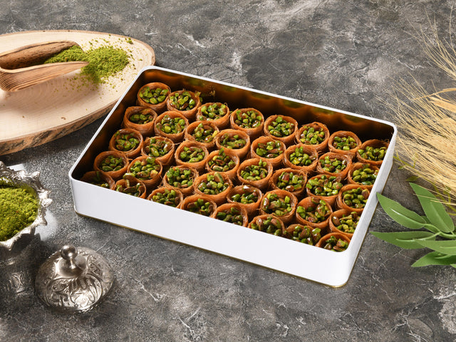 Asi | Bird's Eye Pistachio Kadayif in Gift Metal Box - TryAladdin