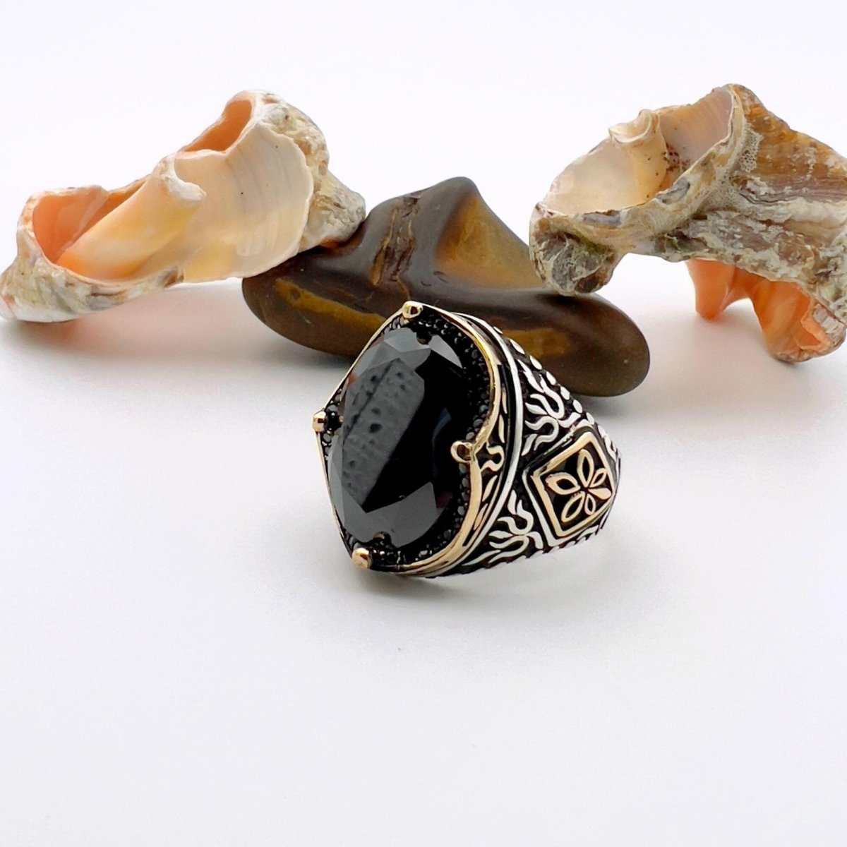 Black Onyx Oval Stone Men's Ring - TryAladdin