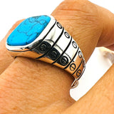 Blue Turquoise Stone Men's Ring - TryAladdin