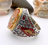 Champagne Citrine Stone Silver Ring - TryAladdin