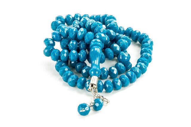 Crystal Appearance 99 Beads Hajj Umrah Gift Tasbih (10 Pieces) - Petrol Blue - TryAladdin