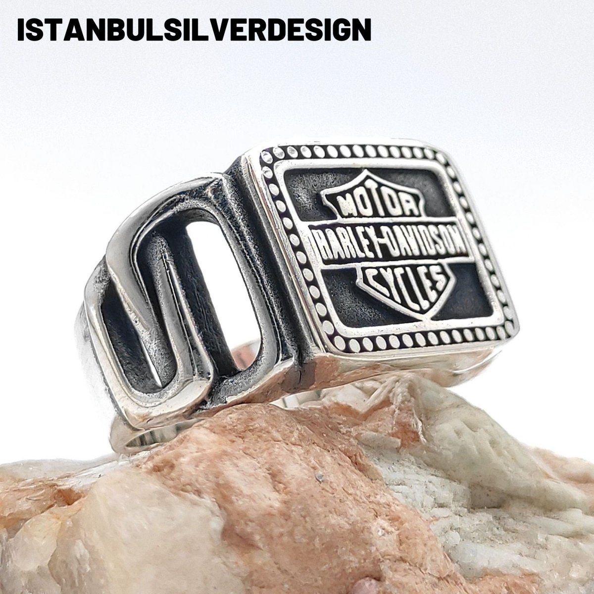 Discover the Essence of Freedom with our 925K Sterling Silver Harley Davidson Ring - TryAladdin