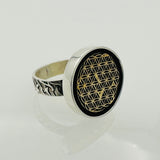 Flower Of Life Signet Silver Ring - TryAladdin