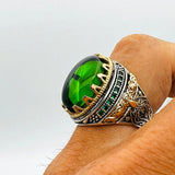 Green Emerald Oval Stone Men's Ring - TryAladdin