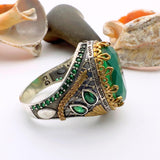 Green Oval Tourmaline Stone Men's Ring - TryAladdin