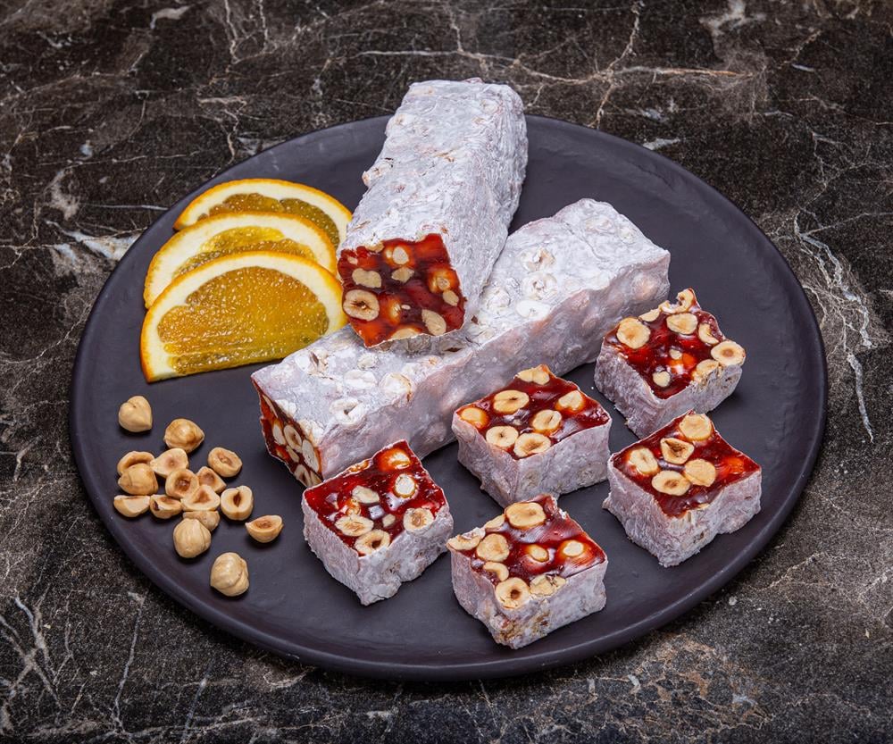 Hafiz Mustafa 1864 | Turkish Delight with Orange Hazelnut Croquant (1 kg) - TryAladdin