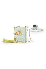 Hajj Umrah Gift Set with Mini Quran, Crystal Stone Prayer Bead and Stone Designed Dhikrmatic, White Color - TryAladdin