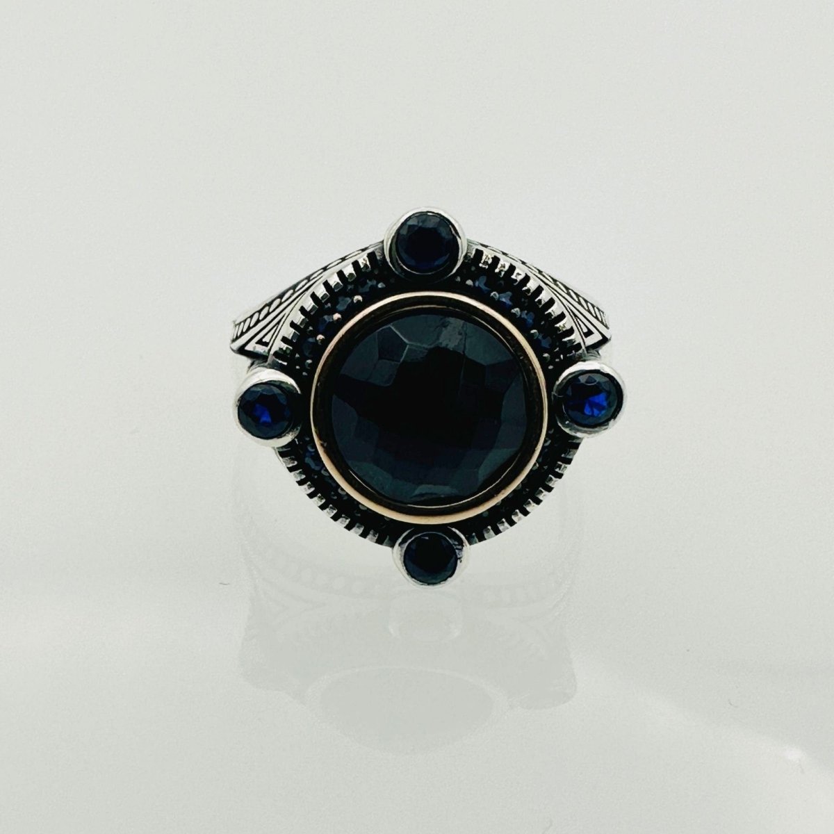 Handmade Men's Blue Sapphire Silver Ring - TryAladdin