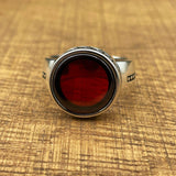 Handmade Minimalist Oval Red Agate Silver Ring - TryAladdin