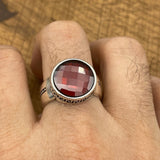 Handmade Minimalist Oval Red Zircon Silver Ring - TryAladdin