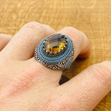 Handmade Ottoman Multi - Color Zultanite Stone Men's Ring - TryAladdin