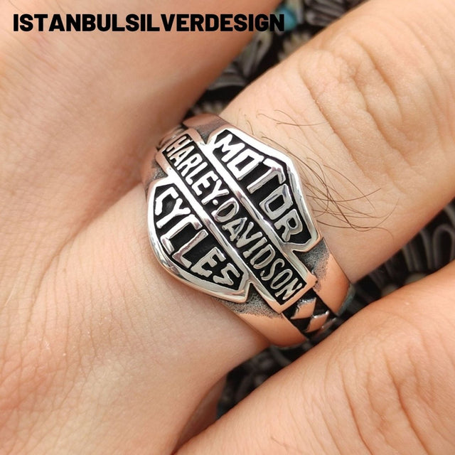 Harley Davidson 925K Sterling Silver Ring - TryAladdin