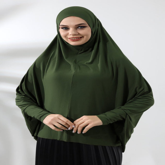 Khaki Ready to Wear Practical Hijab Sleeve Combed Cotton Souffle Scarf Hijab - TryAladdin