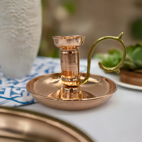 Lavina | Copper Traditional Candle Holder Copper Gold (9 cm) - TryAladdin