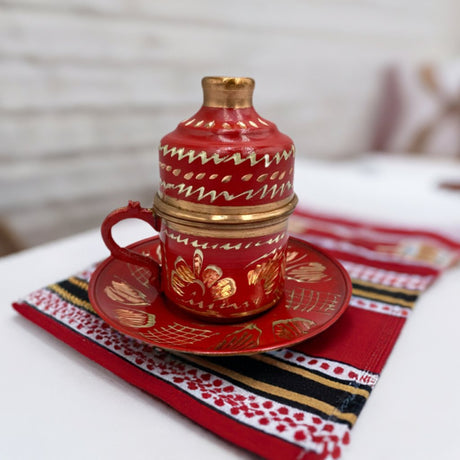 Lavina | Copper Turkish Coffee Cup with Lid Erzincan Design - TryAladdin