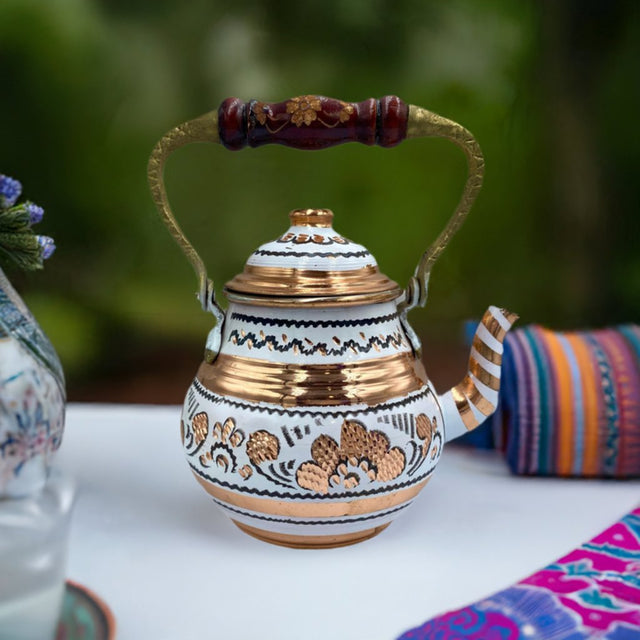 Lavina | Copper Turkish Teapot with Erzincan Design - TryAladdin