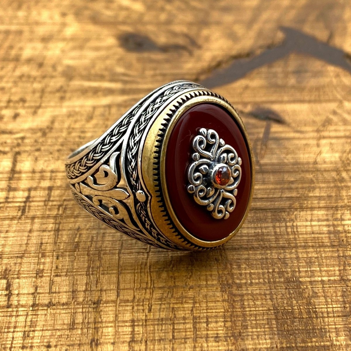 Men's Agate Stone Silver Ring - TryAladdin