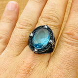 Men's Aquamarine Compass Ring - TryAladdin