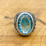 Men’s Aquamarine Oval Ring - TryAladdin