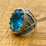 Men’s Aquamarine Oval Ring - TryAladdin