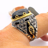 Men's Black Onyx Silver Ring - TryAladdin