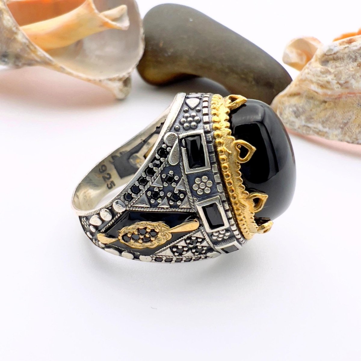 Men's Black Onyx Silver Ring - TryAladdin