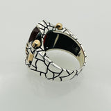 Men's Black Onyx Square Sterling Silver Gemstone Ring - TryAladdin