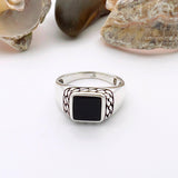 Men's Black Onyx Stone 925 Sterling Silver Ring - TryAladdin