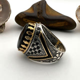 Men's Black Vintage Onyx Silver Ring - TryAladdin