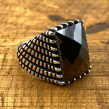 Men's Black Zircon Silver Ring - TryAladdin