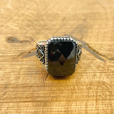 Men's Black Zircon Silver Ring - TryAladdin