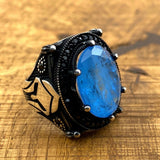 Men's Blue Paraiba Helmet Ring - TryAladdin