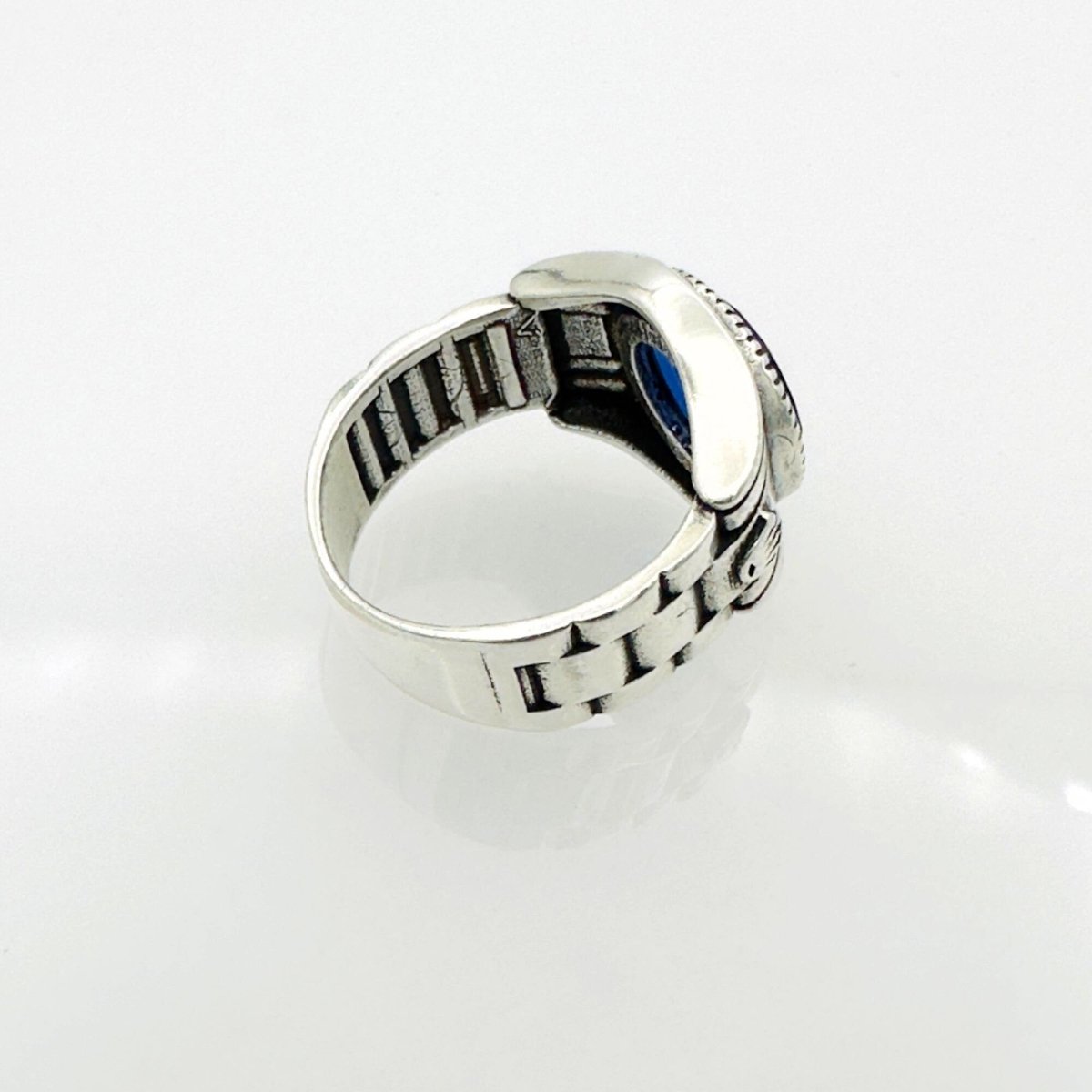 Men's Blue Sapphire Silver Ring - TryAladdin