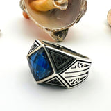 Men's Blue Sapphire Stone 925 Sterling Silver Ring - TryAladdin