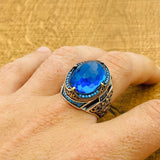 Men's Blue Zircon Silver Ring - TryAladdin