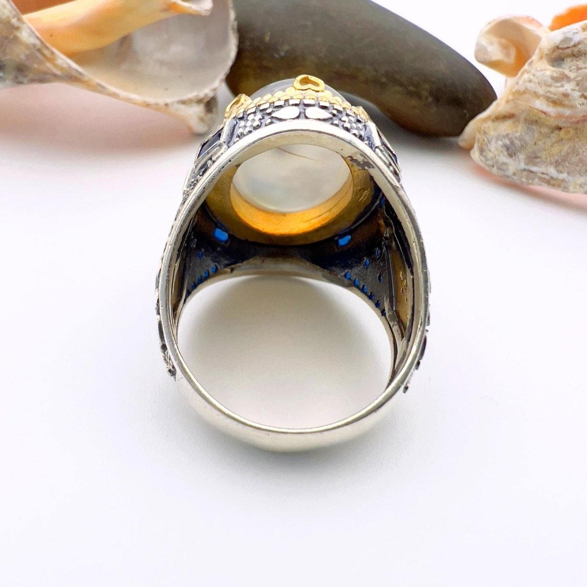 Men's Brown Agate Stone Silver Ring - TryAladdin