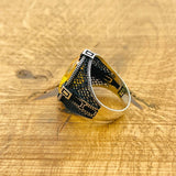 Men's Citrine Compass Silver Ring - TryAladdin