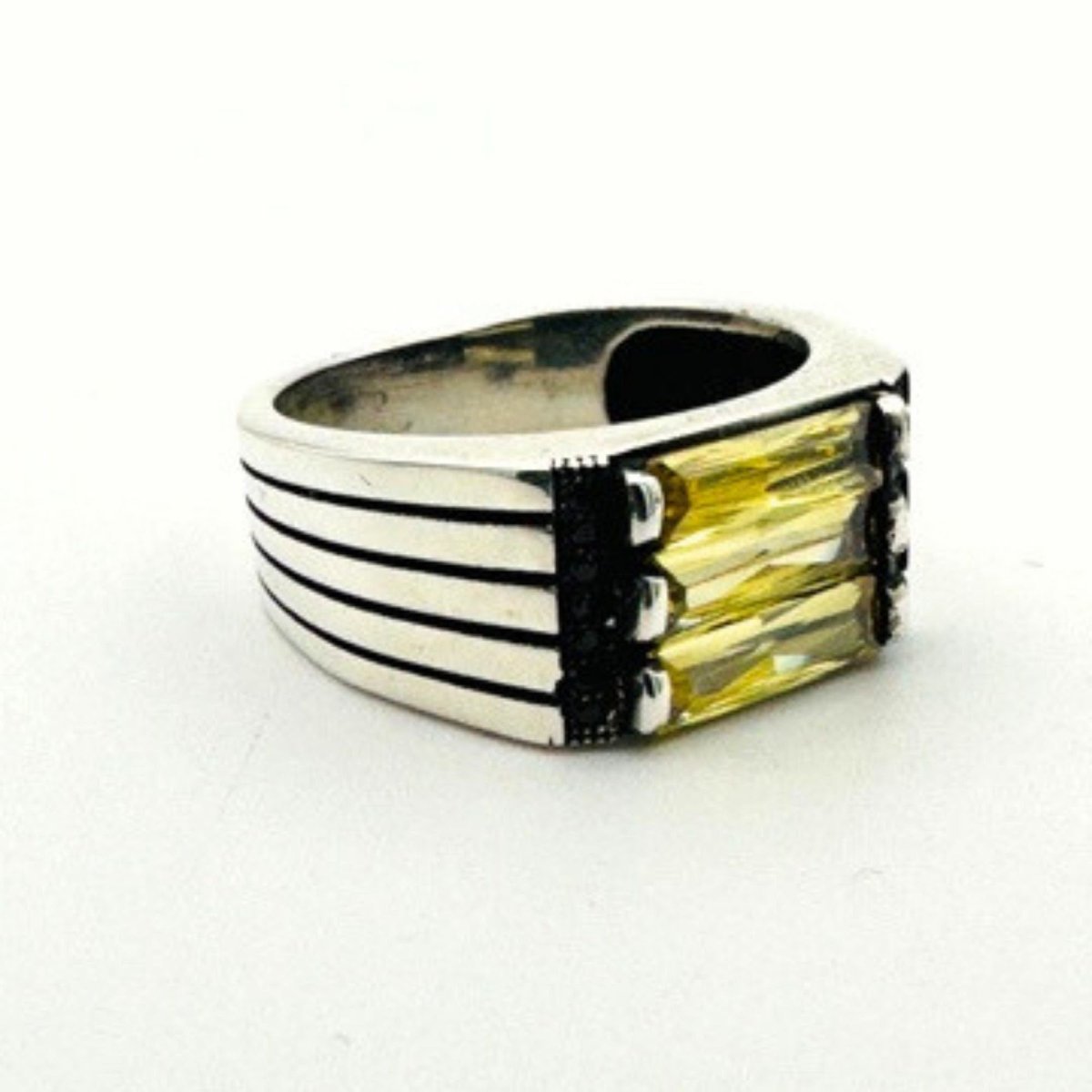 Men's Citrine Silver Ring - TryAladdin