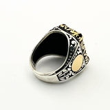 Men's Embroidered Onyx Silver Ring - TryAladdin