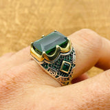 Men's Emerald Silver Ring - TryAladdin