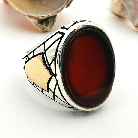 Men’s Green Agate Ottoman Ring - TryAladdin